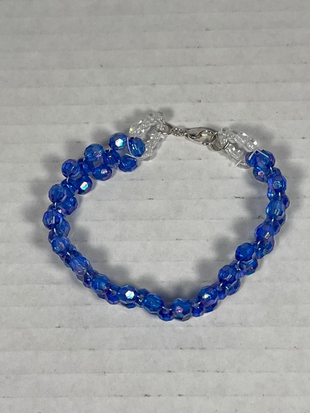 Dark Blue Cross Weave Acrylic Bead Bracelet ~7.50 inches